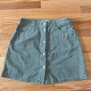 Zara corduroy green front button skirt.